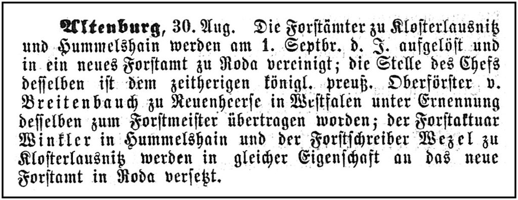 1871-09-01 Kl Aufloesung Forstamt